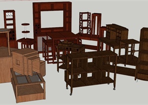 多个中式家具设计SU(草图大师)模型