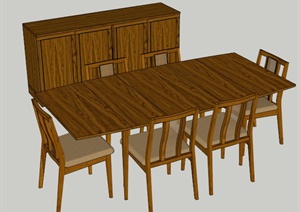 某中式木制家具桌椅、餐柜组合SU(草图大师)模型