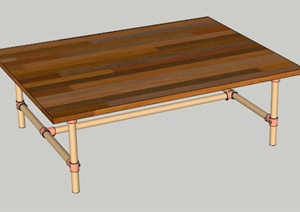 某现代矩形矮桌家具SU(草图大师)模型