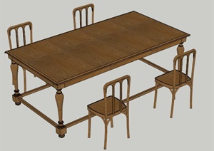 某中式桌椅设计SU(草图大师)模型