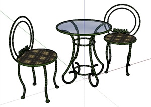 某花园内休息桌椅组合SU(草图大师)模型