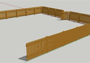 某花园木制栅栏围栏SU(草图大师)模型