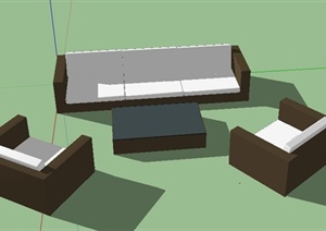 一套室内组合沙发设计SU(草图大师)模型