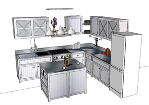 某美式室内厨卫设施用具SU(草图大师)模型
