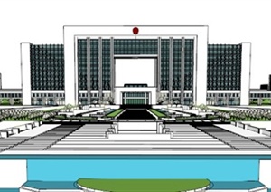 某地多层行政办公楼规划设计方案SU(草图大师)模型