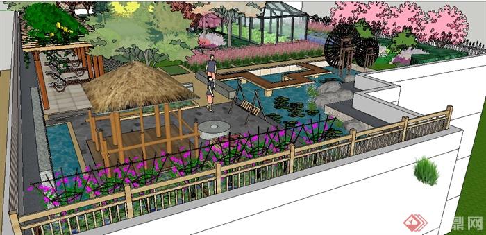 某屋顶花园景观设计（cad图纸、su模型）(4)