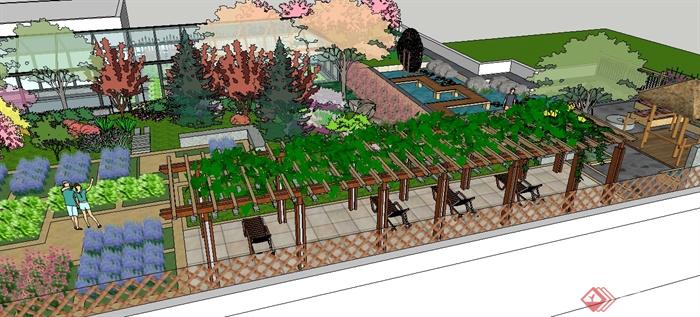 某屋顶花园景观设计（cad图纸、su模型）(5)