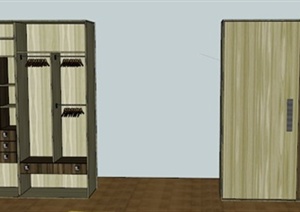 两款现代木质衣柜SU(草图大师)模型