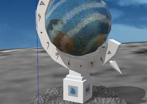 一个地球仪雕塑SU(草图大师)模型