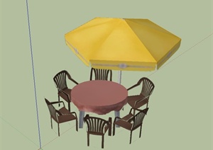 某室外伞桌设计SU(草图大师)模型