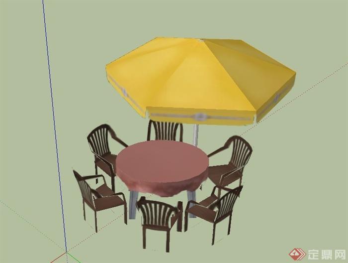 某室外伞桌设计SU模型(1)