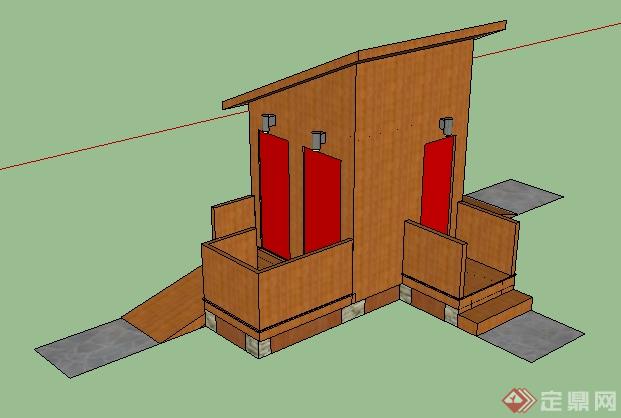 某木制三轮车棚模型(1)