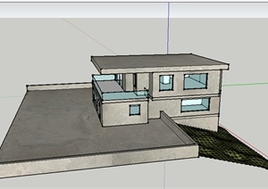 某小型别墅建筑设计SU(草图大师)模型素材1