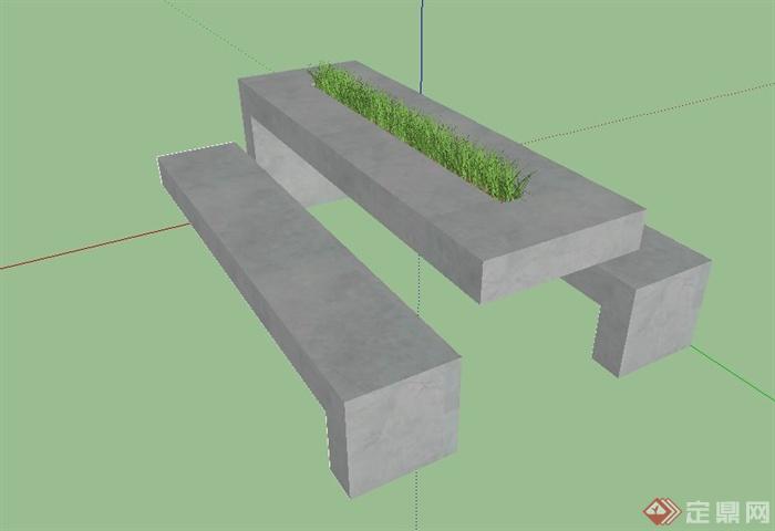某石桌凳设计SU模型