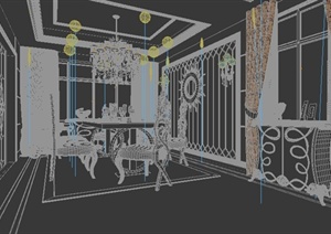 某室内空间客餐厅以及品茶室室内设计3DMAX模型