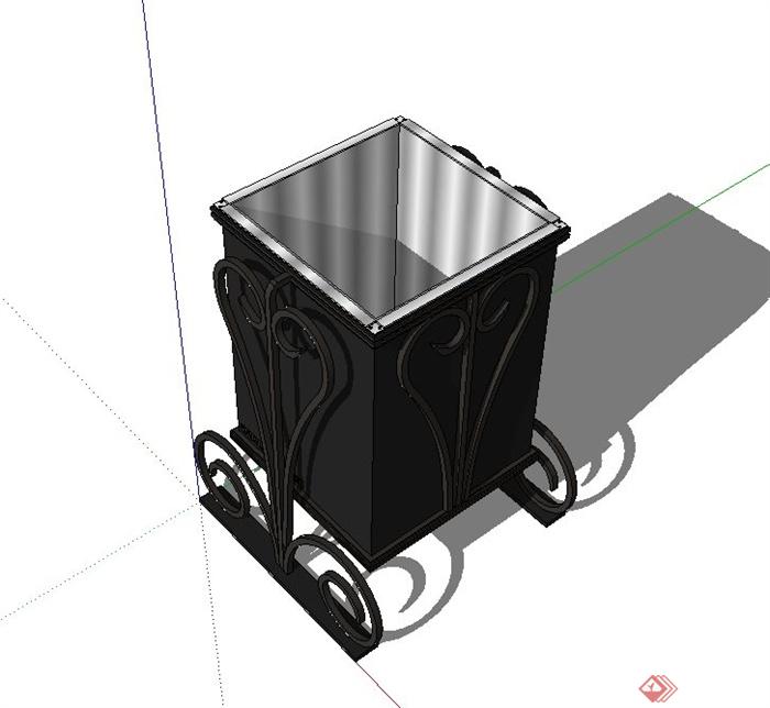 某铁制垃圾桶设计SU模型(1)