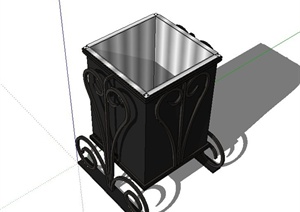 某铁制垃圾桶设计SU(草图大师)模型