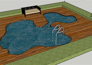一个游泳池景观设计SU(草图大师)模型
