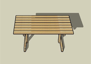 一张景观木桌设计SU(草图大师)模型