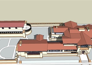 两栋古典风格建筑设计SU(草图大师)模型