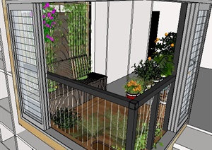 某住宅阳台景观设计SU(草图大师)模型