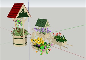 某园林景观特色花池设计SU(草图大师)模型素材