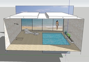 一间海边浴房设计SU(草图大师)模型