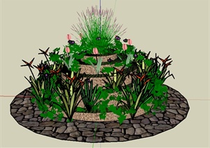 某园林景观花池设计SU(草图大师)模型素材3