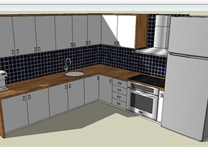 某现代整套厨卫设施SU(草图大师)模型素材