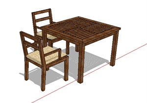 设计素材之木质桌椅素材SU(草图大师)模型