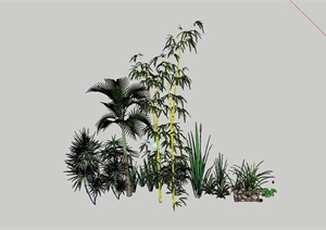 多棵植物设计SU(草图大师)模型素材