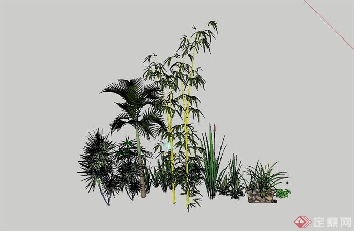 多棵植物设计SU模型素材