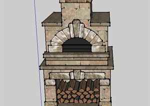 一个花园壁炉设计SU(草图大师)模型