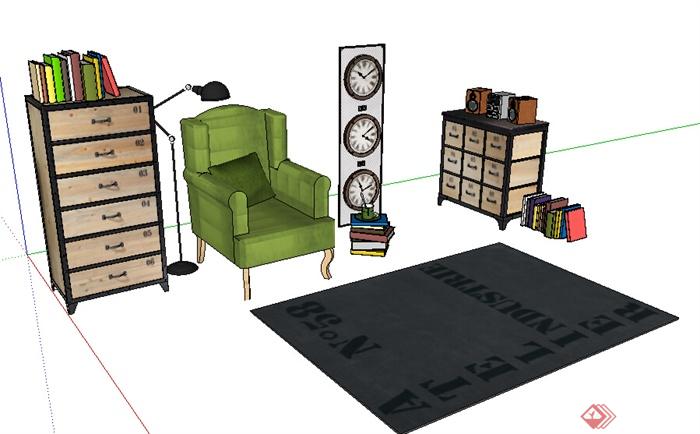 某现代室内家具陈列设计SU模型素材(1)