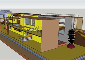 某小型别墅建筑设计SU(草图大师)模型素材2