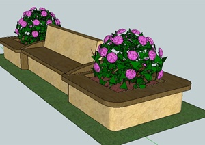 园林景观之花池坐凳设计SU(草图大师)模型
