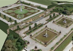 园林景观之欧式庭院花园设计SU(草图大师)模型