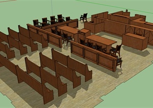 室内装饰之检察院室内桌椅SU(草图大师)模型