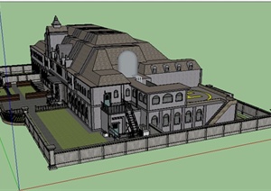 某欧式别墅建筑设计SU(草图大师)模型8