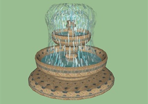 某欧式水景喷泉设计SU(草图大师)模型素材5
