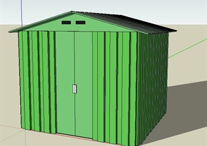 一间绿漆工具房建筑设计SU(草图大师)模型