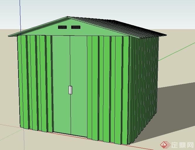 一间绿漆工具房建筑设计SU模型(1)