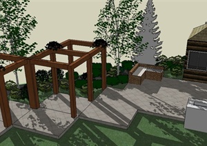 某住宅庭院花园景观设计SU(草图大师)模型