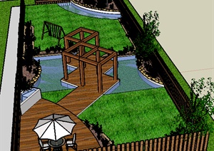 园林景观之庭院花园景观设计SU(草图大师)模型2