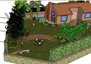 某现代住宅花园设计SU(草图大师)模型