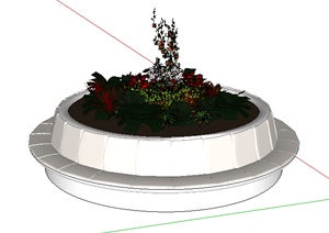 园林景观之现代花池坐凳设计方案SU(草图大师)模型