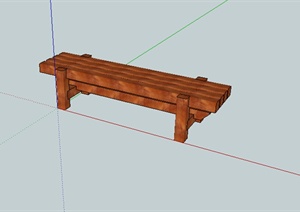 某园林景观木质坐凳设计SU(草图大师)模型