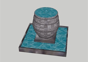 某涌泉水池景观设计SU(草图大师)模型