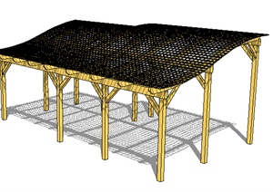 园林景观之木廊架设计SU(草图大师)模型
