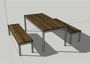 某园林景观坐凳桌子设计SU(草图大师)模型
